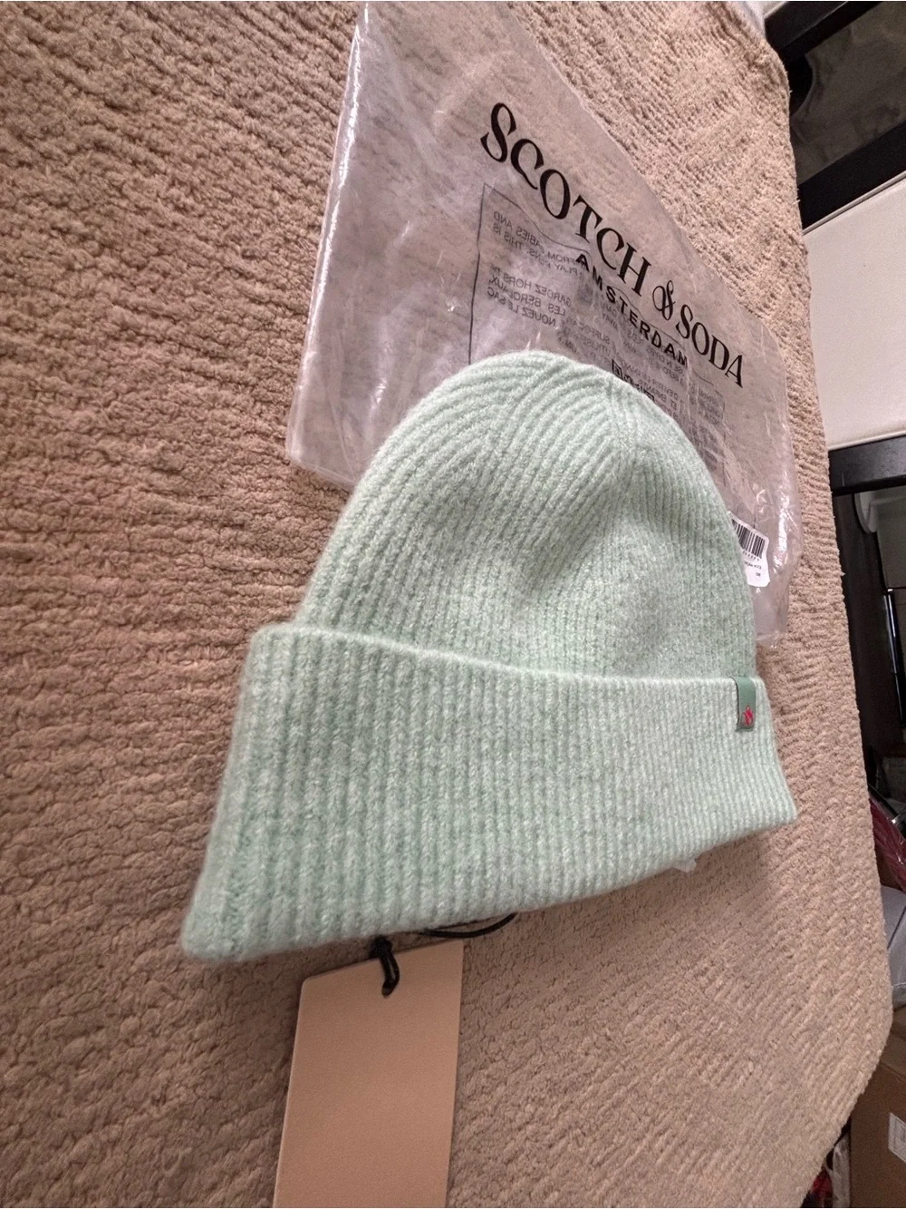 Scotch & Soda Mint Green Ribbed Cuff Beanie